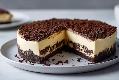 Торт без выпечки с заварным кремом и шоколадным печеньем: нежный, кремовый и очень вкусный