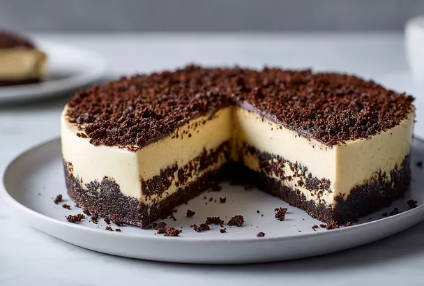 Торт без выпечки с заварным кремом и шоколадным печеньем: нежный, кремовый и очень вкусный