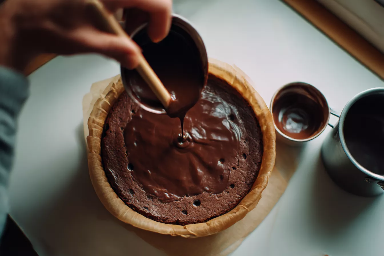 Цыганский пирог на кефире со смородиной и шоколадной пропиткой