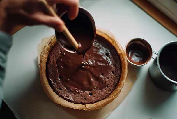 Цыганский пирог на кефире со смородиной и шоколадной пропиткой