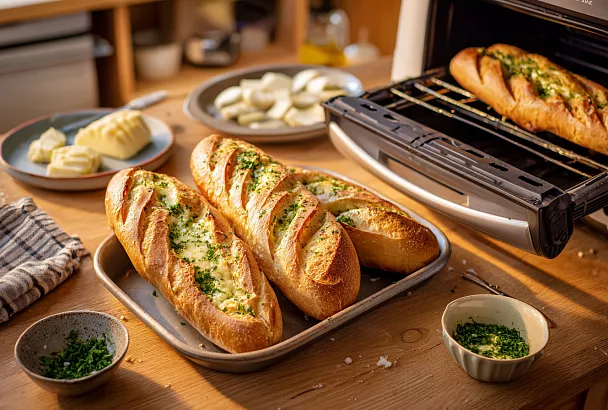 Аэрогриль или духовка: быстрый чесночный хлеб с сыром — румяная корочка за минуты