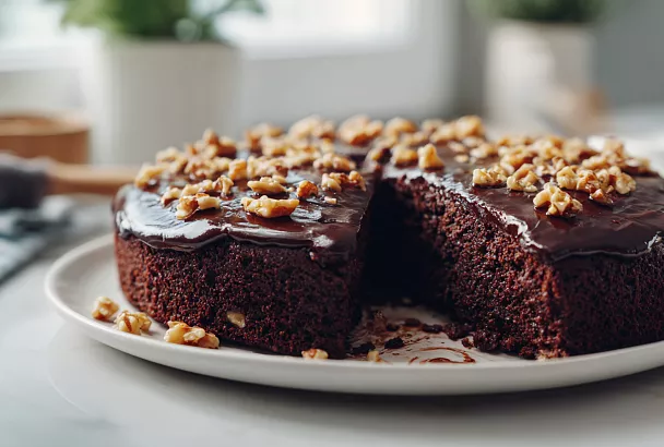 Шоколадный пирог в сковороде за 40 минут: пышный, сочный и тает во рту 