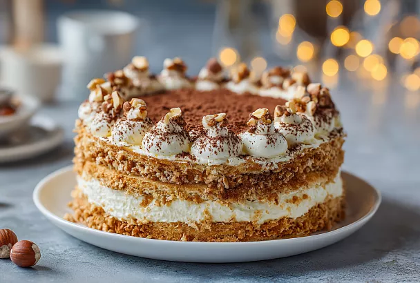 Киевский торт за 15 минут без духовки – рассыпается во рту! Сгущёнка, безе и орехи – и гости в шоке!