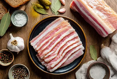 Заливаю пузанину холодным рассолом — и через пару дней получается самое нежное солёное сало, которое легко режется тонко