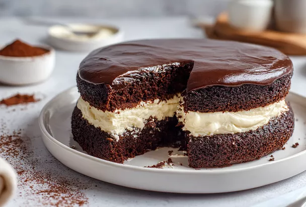 Шоколадный торт Эскимо: нежный бисквит, крем-мороженое и глазурь всего за 1 час
