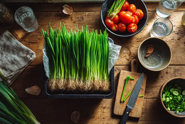 Зелёный лук всю зиму без земли: чистый подоконник и витамины к столу