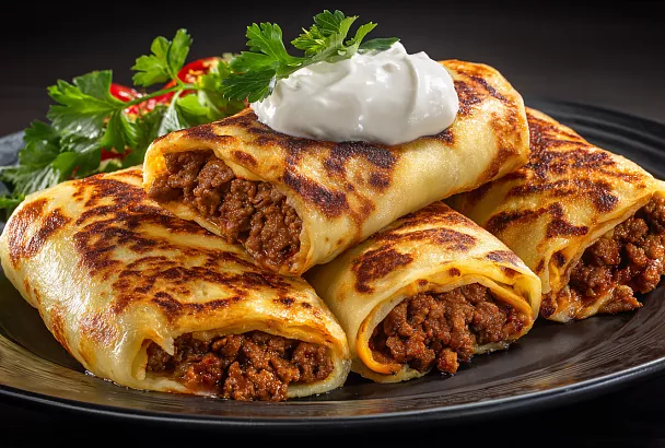 Тонкие блинчики с мясом: быстрый и простой рецепт