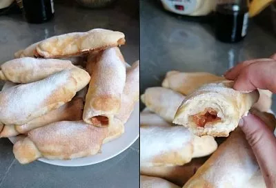 Слоеные пирожки-рогалики с ароматной начинкой: нежные, румяные из простого теста, которое всегда получается