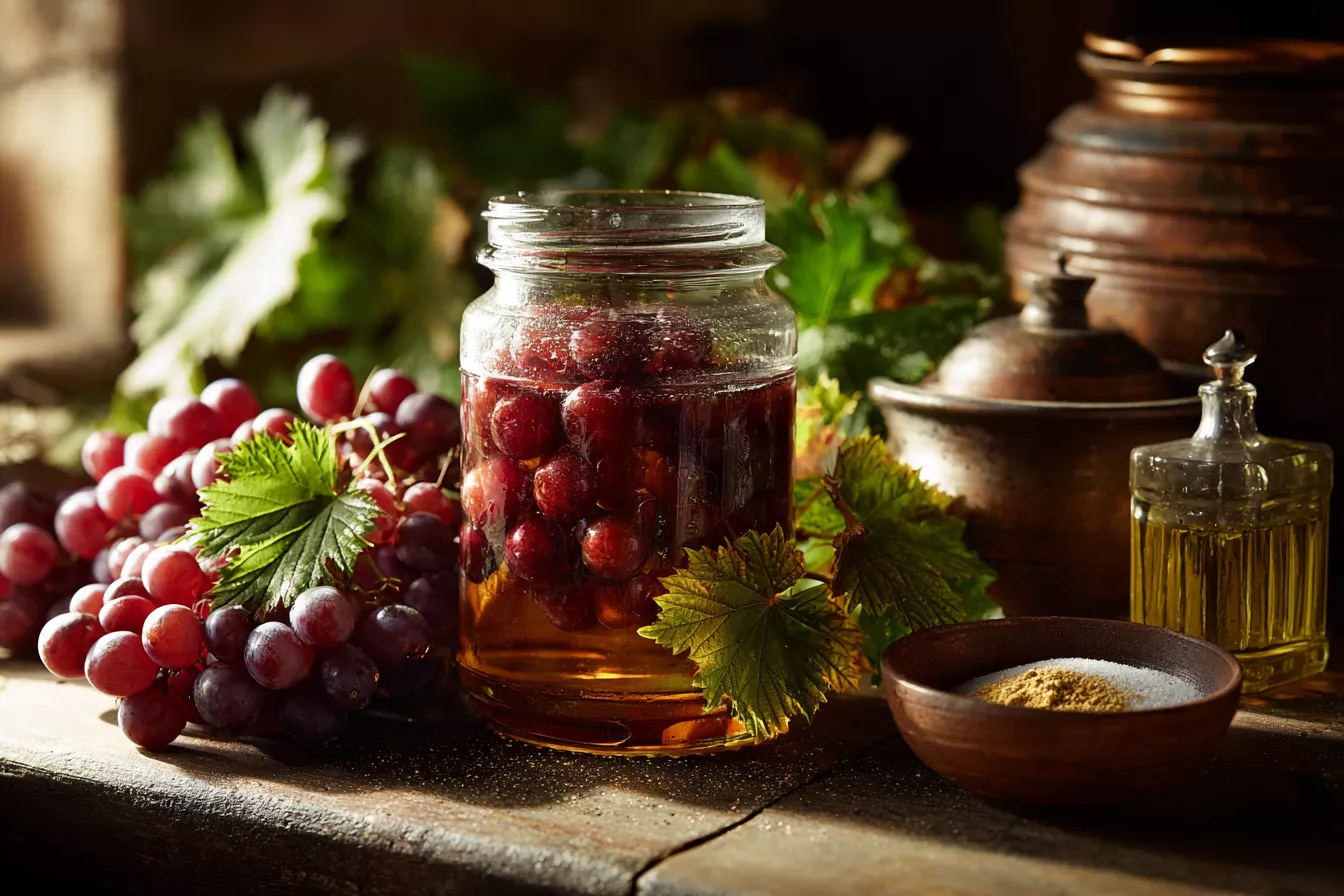 Квашеный виноград: необычная закуска с вишнёвыми листьями