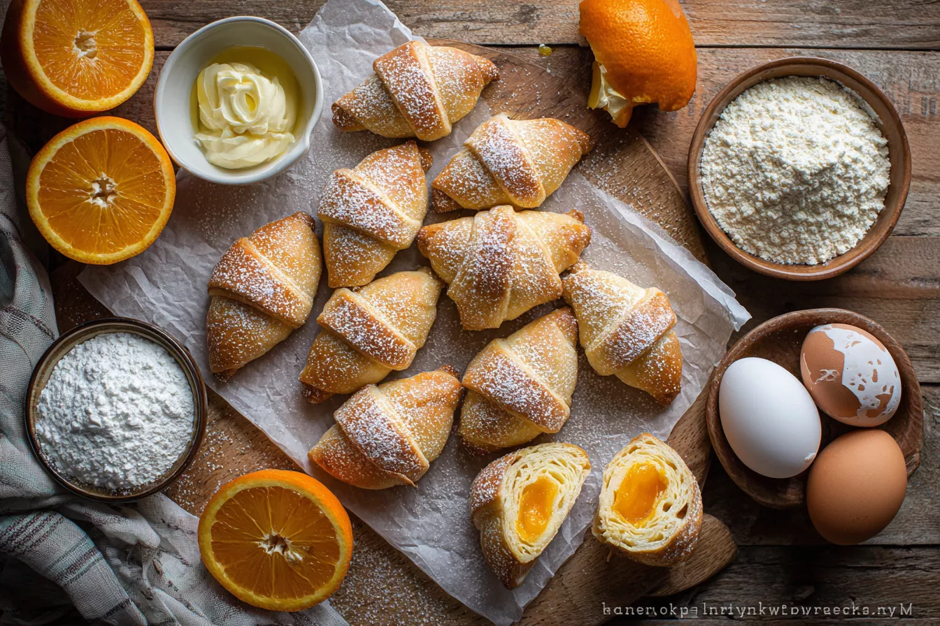 Апельсиновые рогалики – хрустящее тесто снаружи, сочная начинка внутри без горечи и дорогих ингредиентов