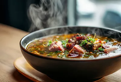 Зимний суп с копчёностями и крупами: густой, ароматный и очень сытный