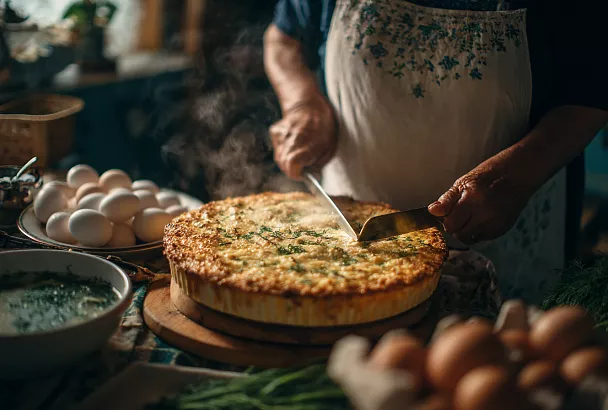 Очень простой заливной пирог с рыбной начинкой за 30 минут