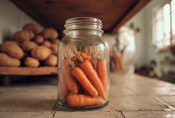 Храню морковь до нового урожая без опилок и песка: сухая банка в подвале — хруст до самой весны