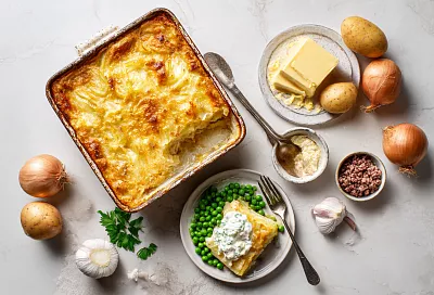 Картофельная запеканка с мясом «как в детстве», но вкуснее: мускат, чеснок и чуть сыра