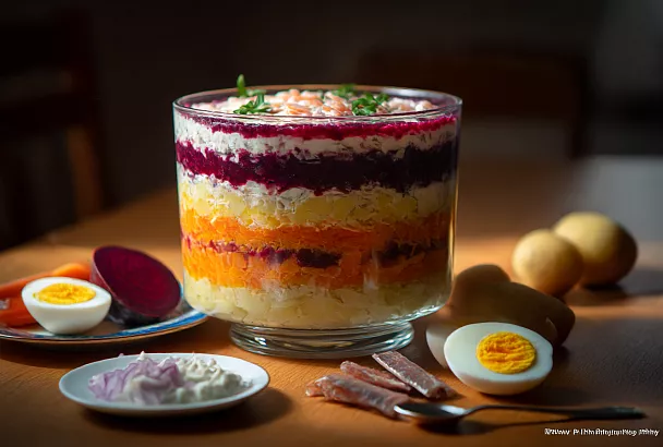 Профи собирает «шубу» с копчёной сельдью — и майонез больше не приходится размазывать по слоям