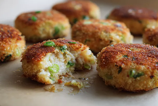 Целый противень нежных рыбных котлет: пикша + минтай, хлеб и немного сливочного