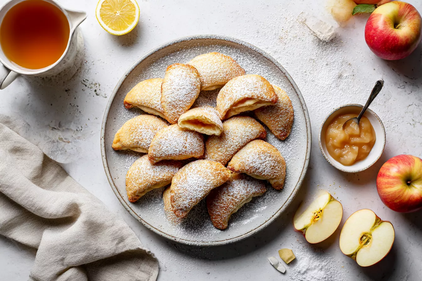 Творожные рогалики с яблочной начинкой: мягкие, как булочки, и тают во рту