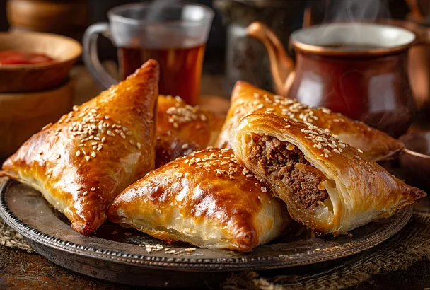 Базарная самса от тёти Люды: слоёное тесто тает во рту, сочная мясная начинка и аромат, от которого соседи стучатся в дверь