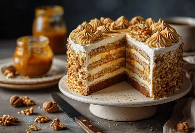 Упрощенный рецепт! Ореховый киевский торт по-домашнему – хрустящее безе, нежный крем и грецкие орехи 