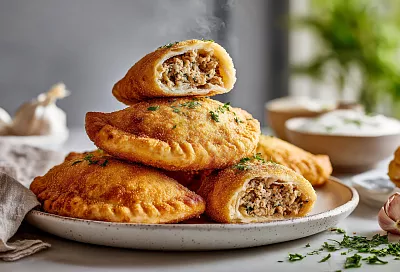 Ленивые пирожки с курицей — сочнее чебуреков и готовятся за 15 минут