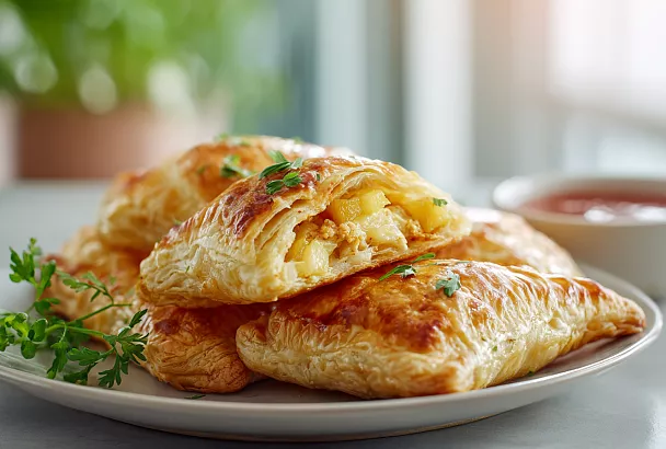 Хрустящие пирожки с курицей и ананасом: закуска за 30 минут