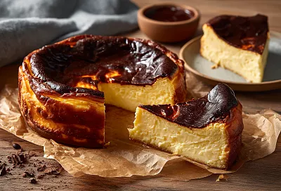 Любимый десерт моего мужа! Баскский чизкейк, который сводит с ума: поджарый снаружи, кремовый внутри и без единой трещинки, справится даже ребенок