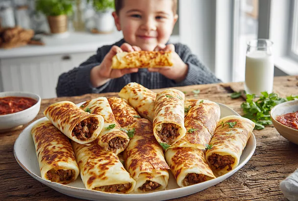 Хрустящие трубочки из лаваша с мясом и сыром: сочная начинка тает во рту, а готовятся за 20 минут