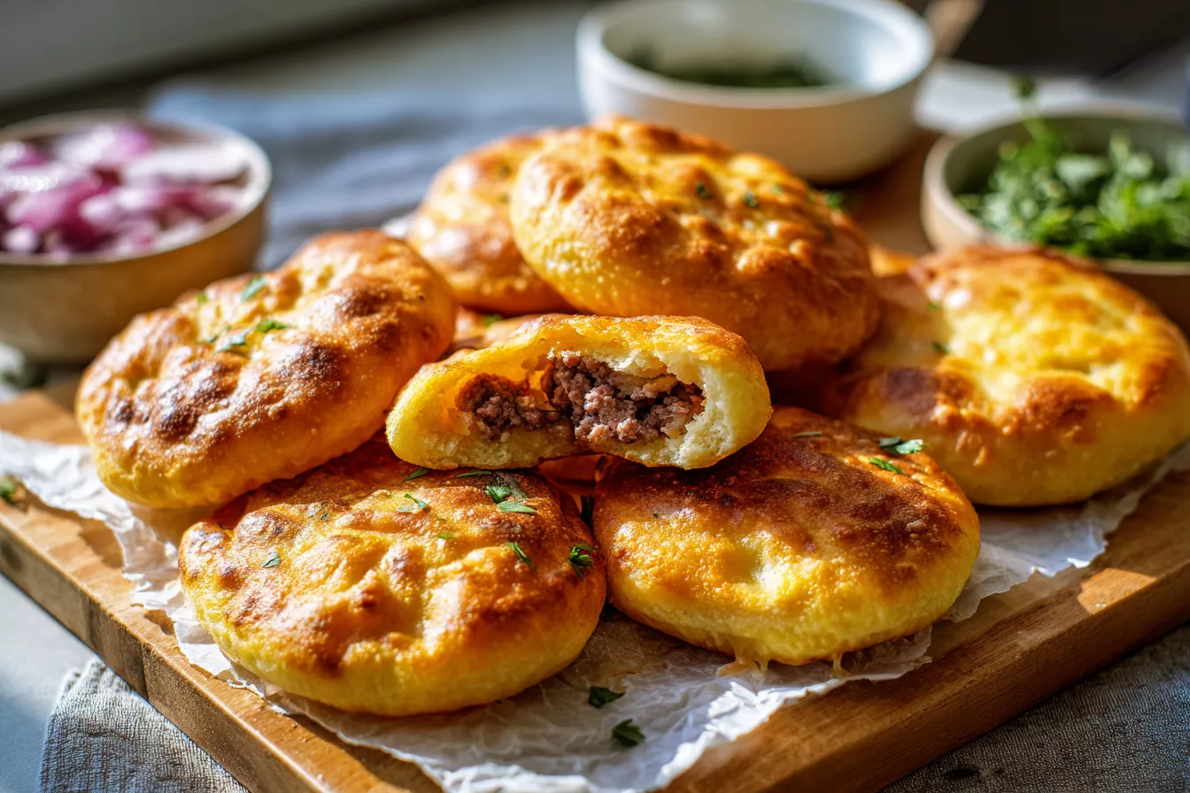 Самие вкусные беляши на луковом жидком тесте – хрустящие снаружи, сочные внутри и невероятно ароматные