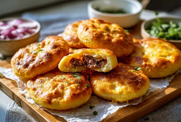 Самие вкусные беляши на луковом жидком тесте – хрустящие снаружи, сочные внутри и невероятно ароматные