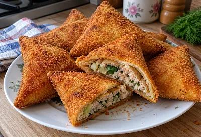 Конвертики из лаваша с куриным фаршем: жарим в двойной панировке до хрустящей корочки