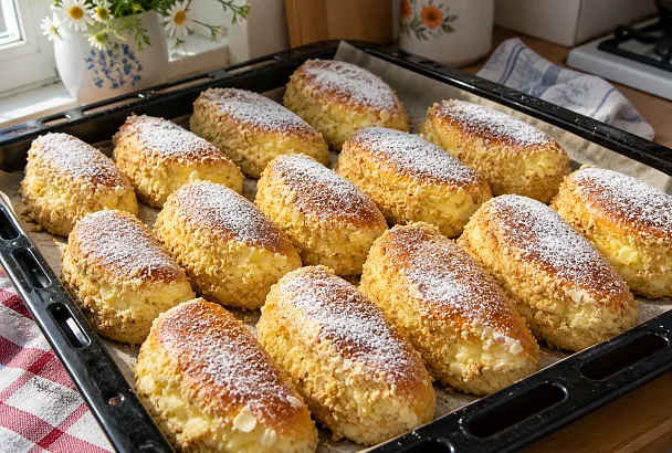 Булочки «Лакомка» с заварным кремом: мягкое тесто и много нежной начинки