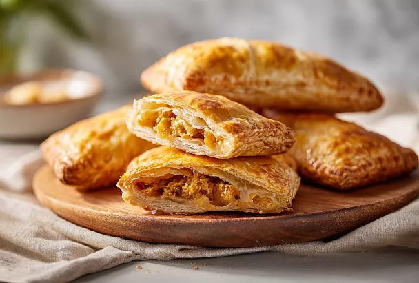 Постное слоёное тесто без дрожжей и яиц: хрустящие пирожки за полчаса