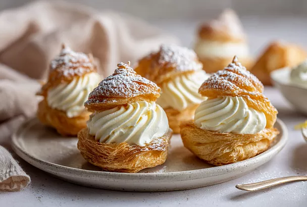 Слоёные ракушки с кремом нежнее магазинных: крем получился невероятно сливочным и воздушным