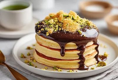 Нежные японские панкейки как суфле: высокие, воздушные, со вкусом дубайского шоколада