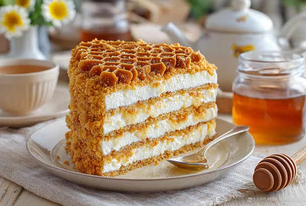 Медовик без раскатки: 4 коржа за 20 минут + мгновенное впитывание