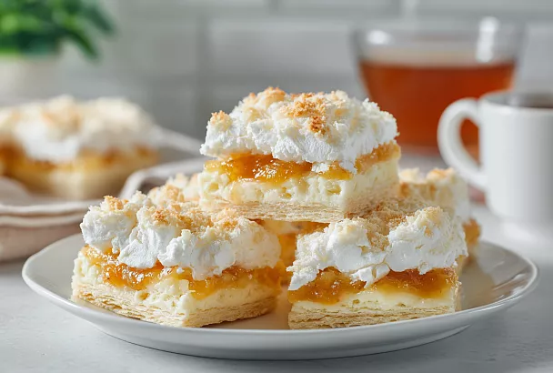 Воздушные пирожные Каракумы: снежная меренга, сочный джем и хрустящая крошка