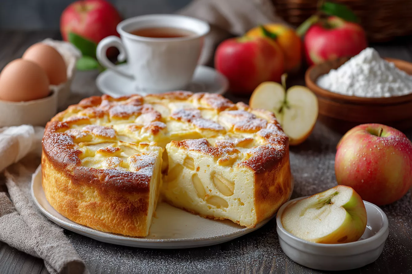 Простой рецепт творожного пирога с яблоками