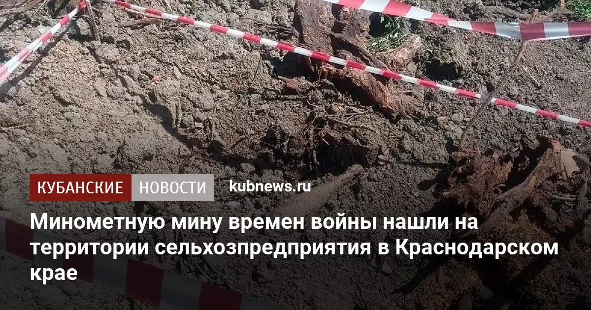 Минометную мину времен войны нашли на территории сельхозпредприятия в Краснодарском крае