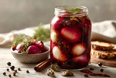 Мариную лук в томатном соке — за сутки хрустящая острая закуска, от которой все в восторге