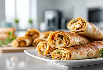 Хрустящие лаваш-рулеты с сочной курицей и сыром: быстрый и вкусный ужин за 20 минут