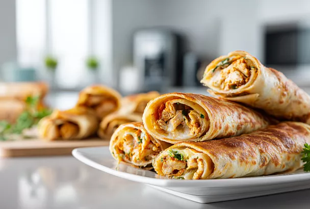 Хрустящие лаваш-рулеты с сочной курицей и сыром: быстрый и вкусный ужин за 20 минут