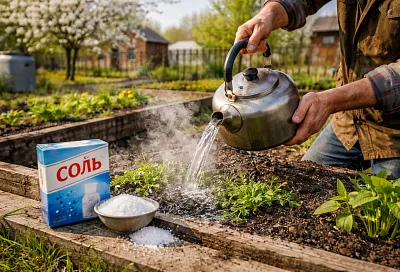 Дачники, про сорняки забудете на сезон: берем кипяток и соль – 1 мощный щит от противных зарослей на грядках