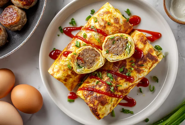 Сосиски в яично-капустных блинчиках: готово за 15 минут – любимый завтрак моих детей!