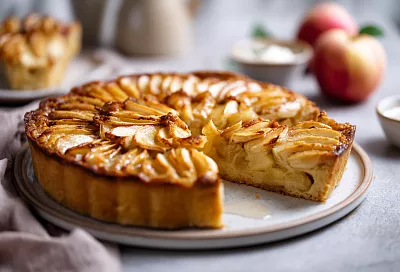 Яблочный пирог в йогуртовой заливке сочнее, чем шарлотка: залила готовый пирог отложенной смесью, и тесто пропиталось идеально