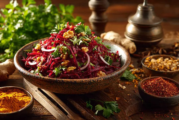 Беру обычную свёклу и через 15 минут получается грузинский салат, от которого все в восторге