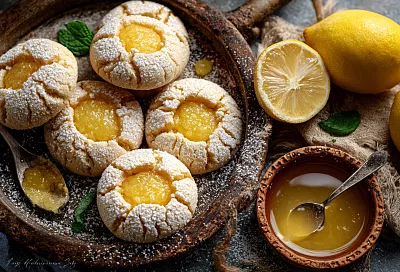 Лимонное печенье «солнышки» с домашним лимонным курдом – хрустящее снаружи, нежное внутри и невероятно ароматное