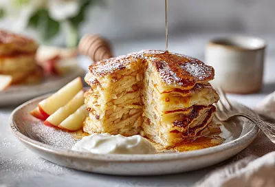 Как приготовить бюджетные оладьи из двух яблок и одного яйца на завтрак за 10 минут