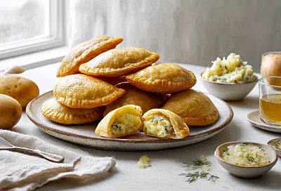 Варю картошку, замешиваю тесто на отваре — получаются тоненькие жареные пирожки с картофелем как из детства!