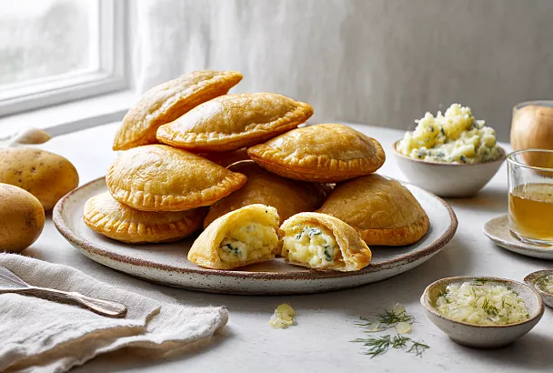 Варю картошку, замешиваю тесто на отваре — получаются тоненькие жареные пирожки с картофелем как из детства!