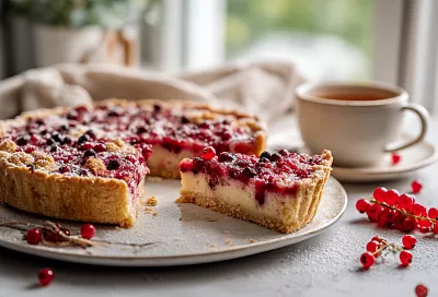 Песочный пирог с красной смородиной: простой и быстрый рецепт из бюджетных продуктов